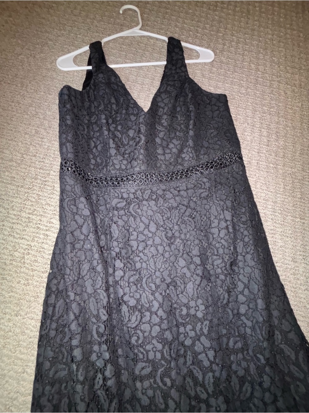 Bardot Black Lace V-Neck Midi Dress - Size XL